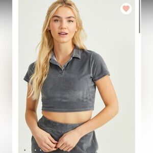 Cute and sexy grey velour top by replay